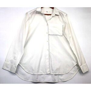 Lareida Womens White Long-Sleeve Button-Up Shirt Sz 42 Office Siren Career
